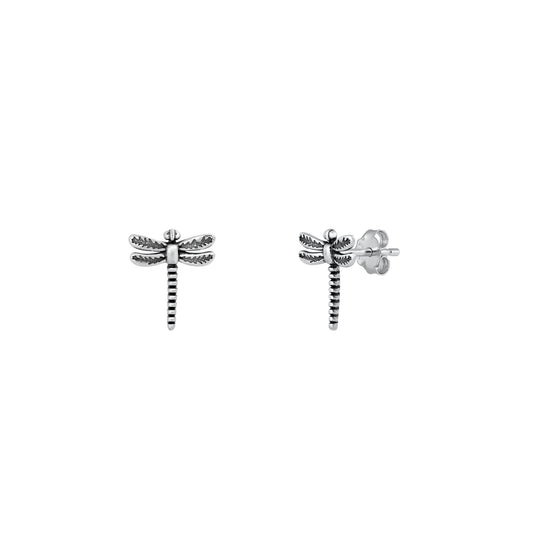 Silver Stud Earrings - Dragonfly