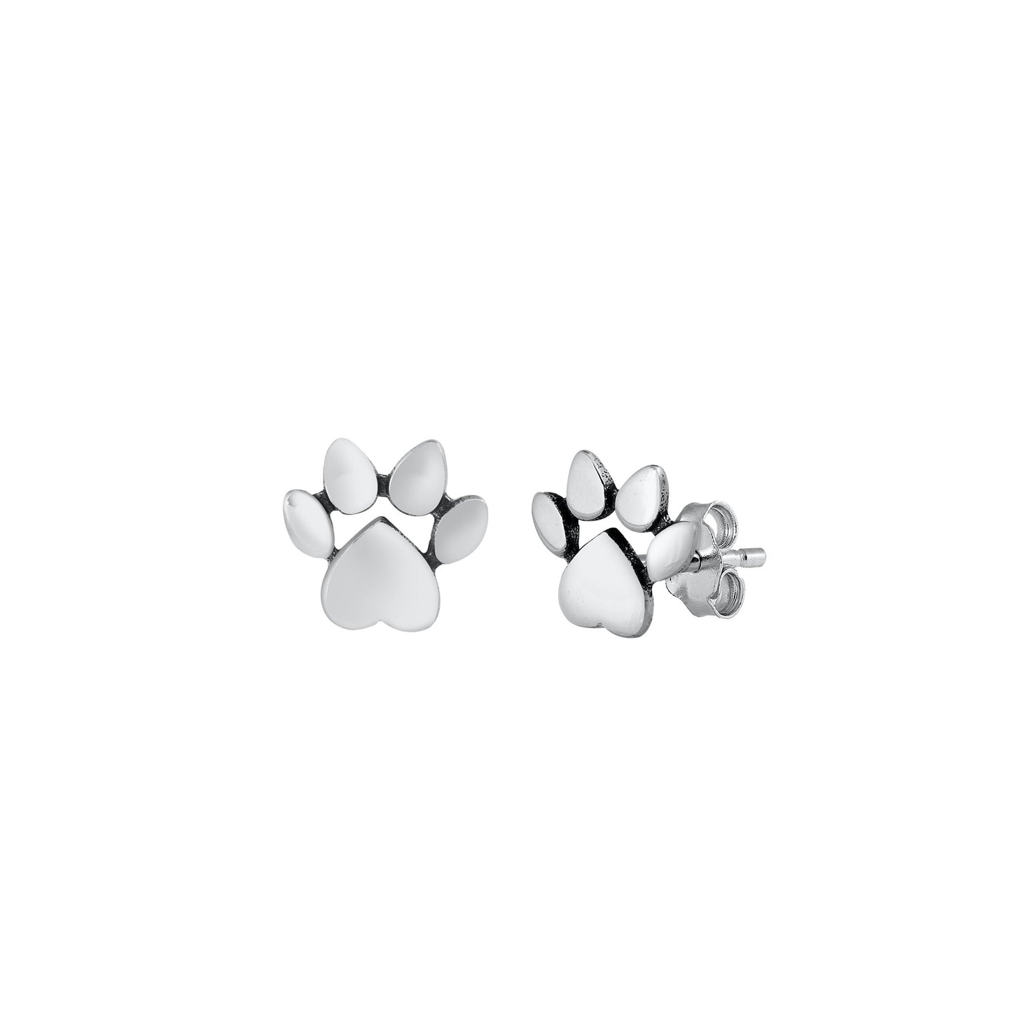 Silver Stud Earrings - Paw Prints