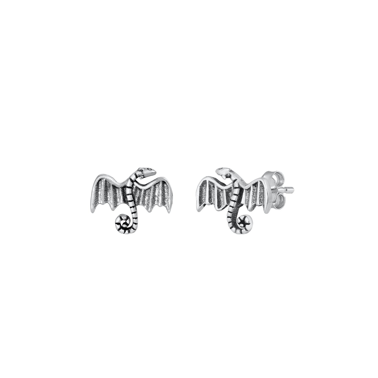 Silver Stud Earrings - Dragon