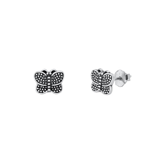 Silver Stud Earrings - Butterfly