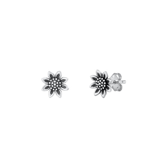 Silver Stud Earrings - Sunflower