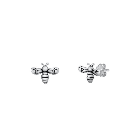 Silver Stud Earrings - Bee