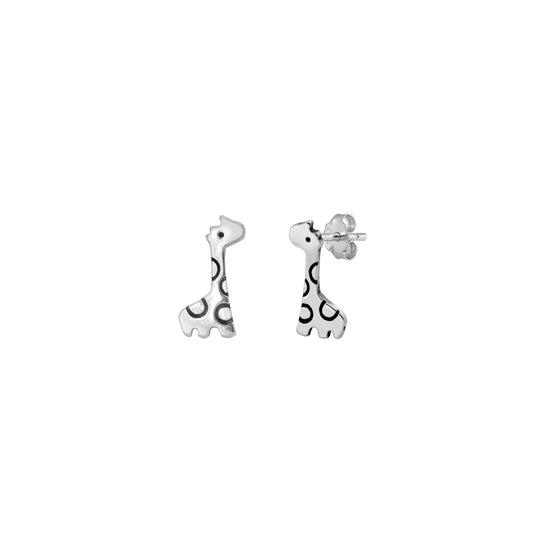 Silver Stud Earrings - Giraffe