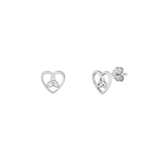 Silver Stud Earrings - Celtic Heart