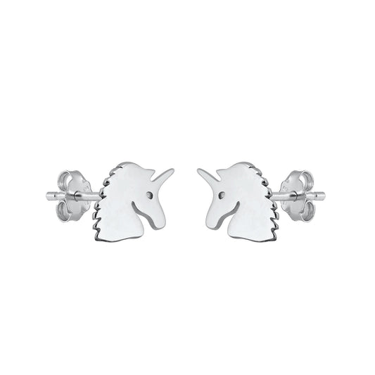 Silver Stud Earrings - Unicorn