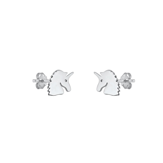 Silver Stud Earrings - Unicorn