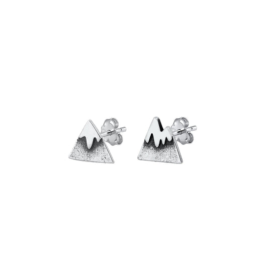 Silver Stud Earrings - Mountain