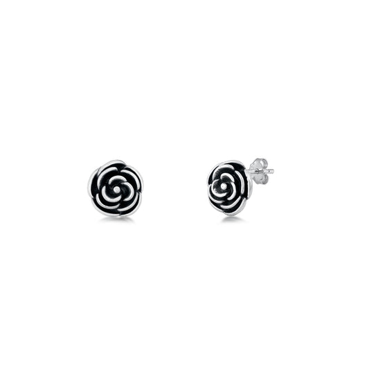 Silver Stud Earrings - Rose