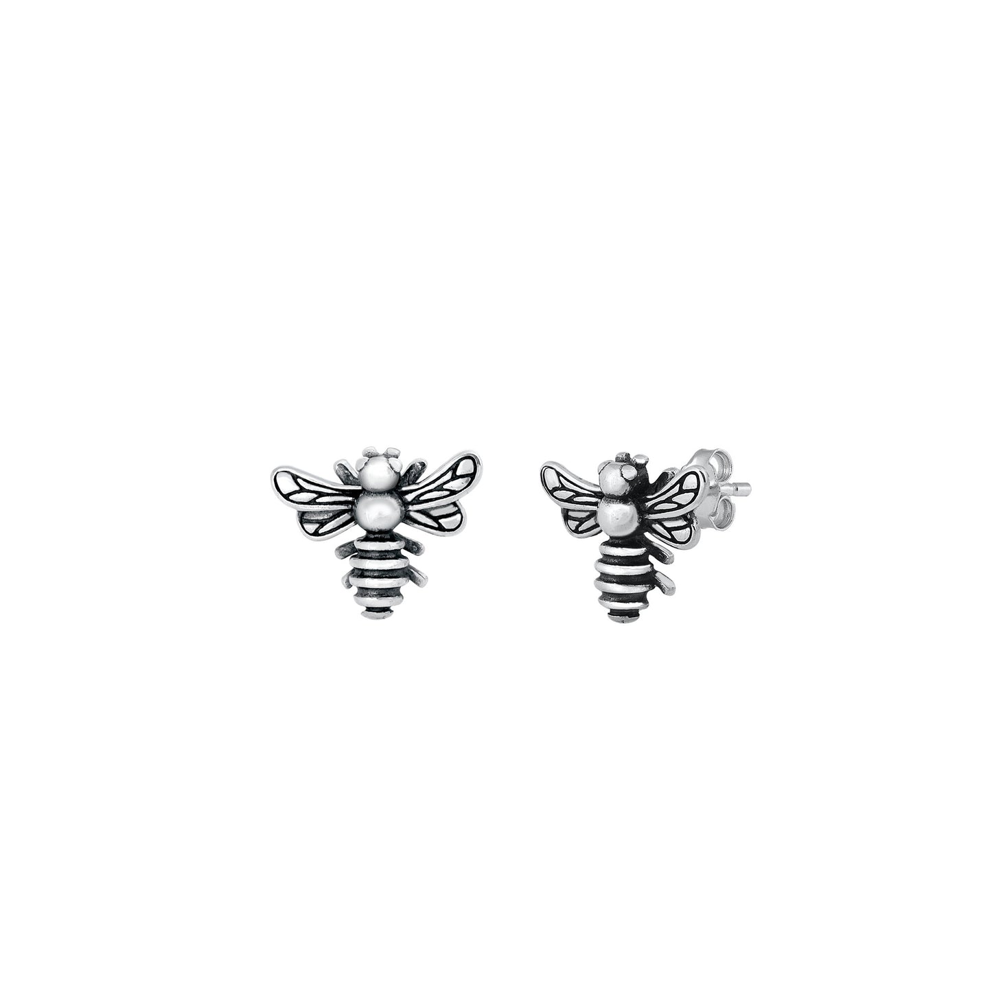 Silver Stud Earrings - Bee