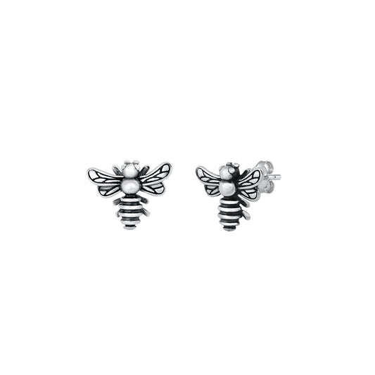 Silver Stud Earrings - Bee