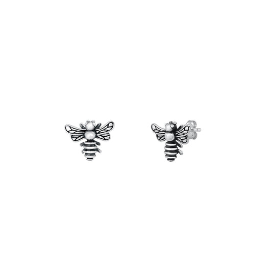 Silver Stud Earrings - Bee