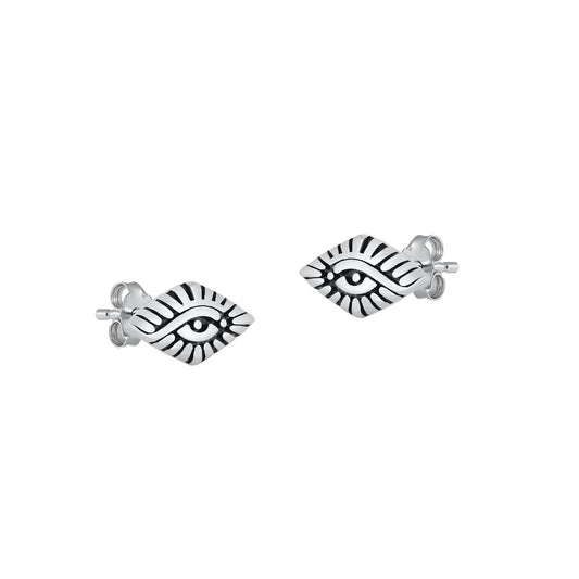 Silver Stud Earrings - All Seeing Eye