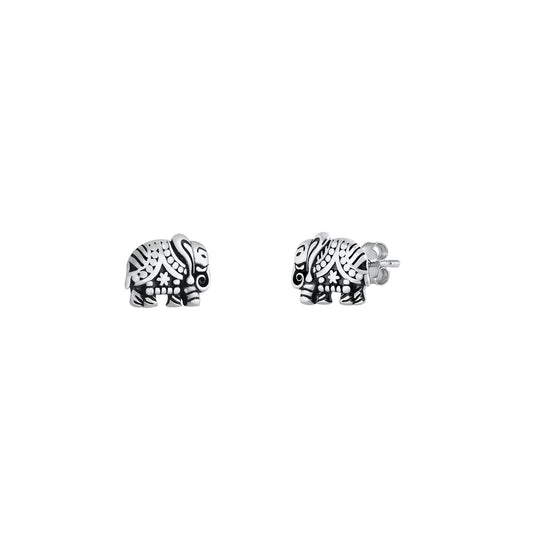 Silver Stud Earrings - Elephant