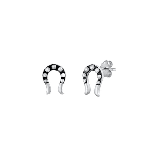 Silver Stud Earrings - Horseshoe