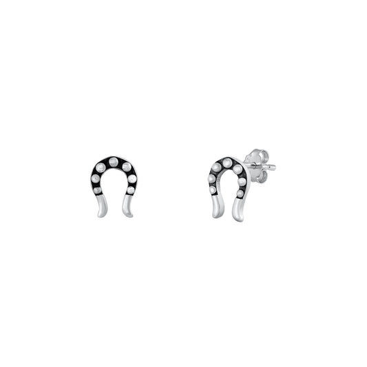 Silver Stud Earrings - Horseshoe