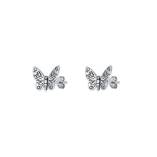 Silver Stud Earrings - Butterfly