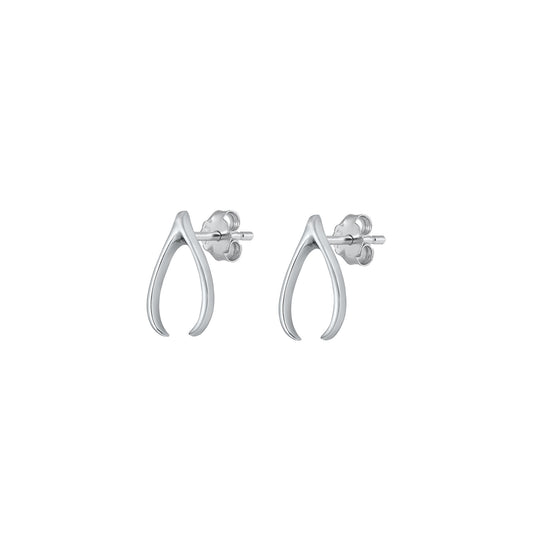 Silver Stud Earrings - Wishbone