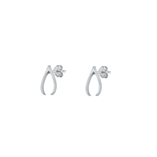 Silver Stud Earrings - Wishbone