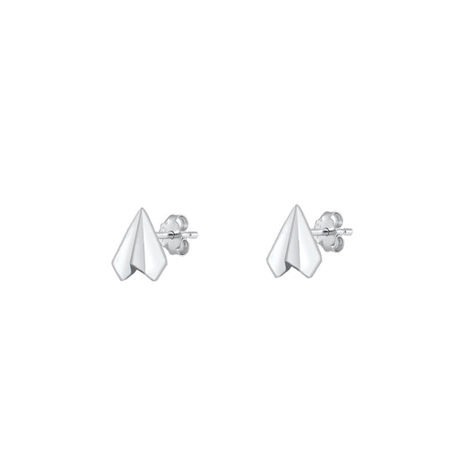 Silver Stud Earrings - Paper Airplane