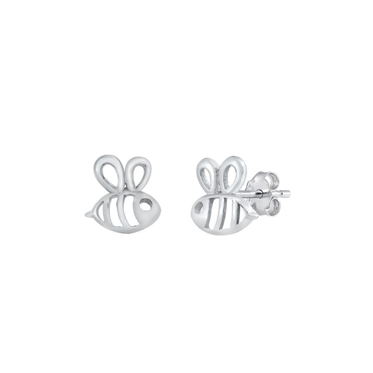 Silver Stud Earrings - Bumble Bee