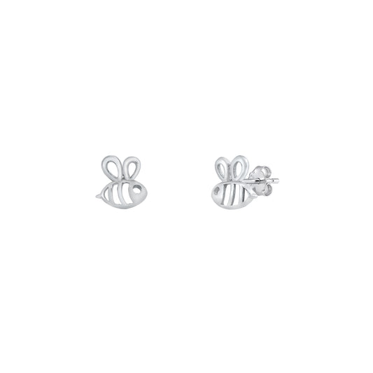 Silver Stud Earrings - Bumble Bee