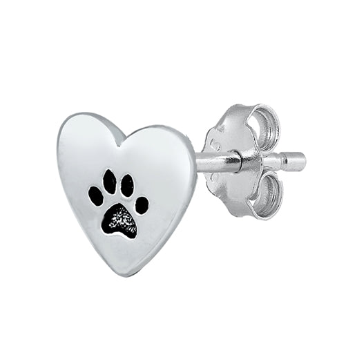 Silver Stud Earrings - Paw & Heart