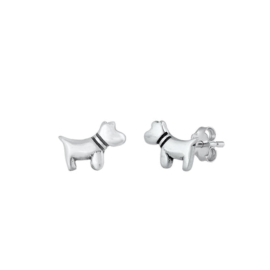 Silver Stud Earrings - Dog