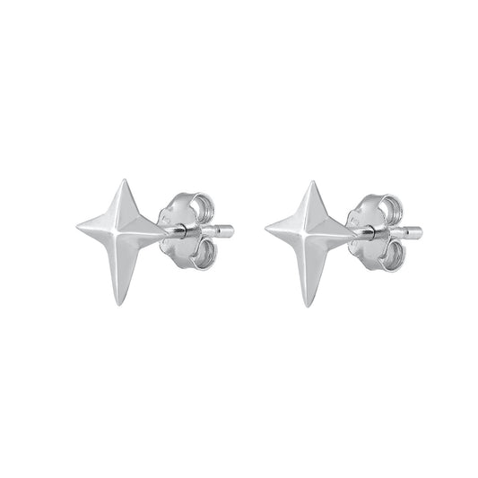 Silver Stud Earrings - North Star