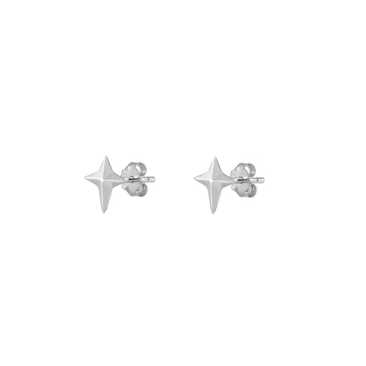 Silver Stud Earrings - North Star