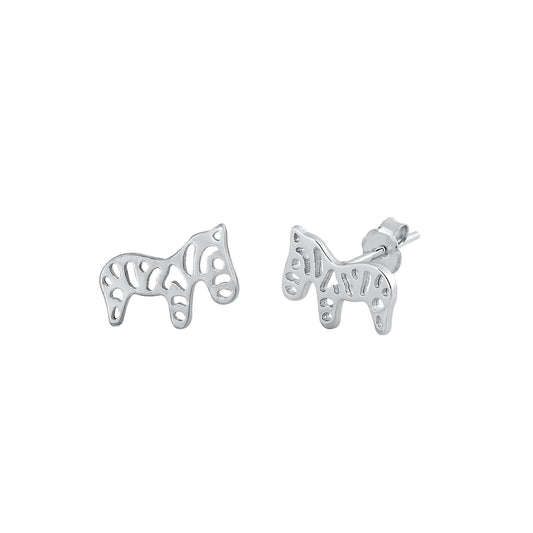 Silver Stud Earrings - Zebra