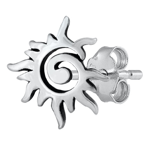 Silver Stud Earrings - Sun