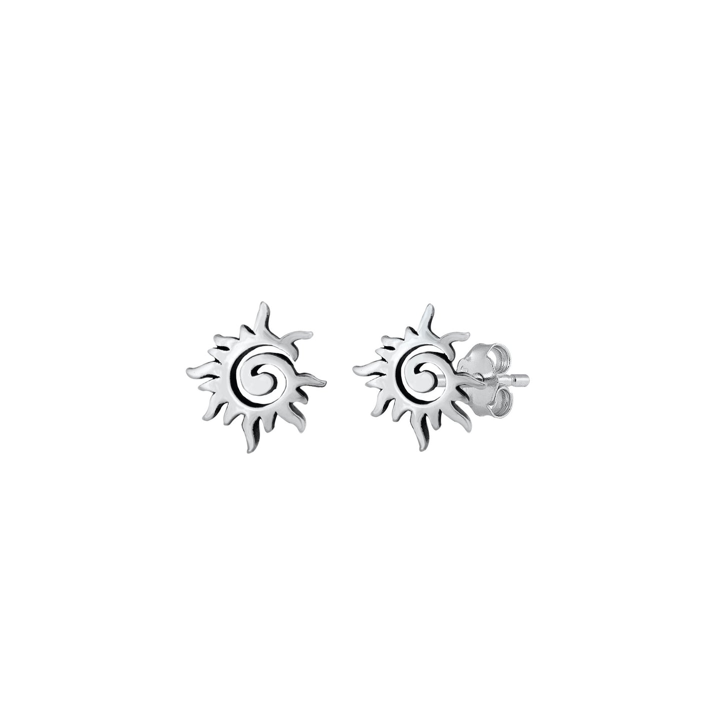 Silver Stud Earrings - Sun