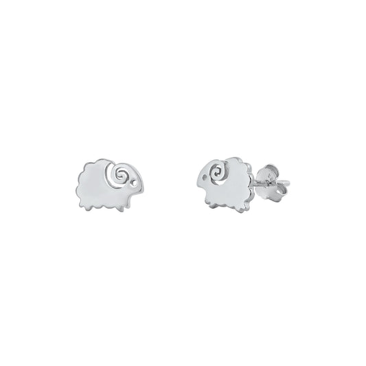 Silver Stud Earrings - Sheep