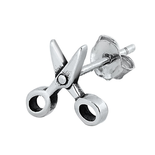 Silver Stud Earrings - Scissors