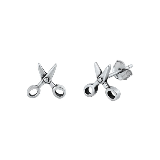 Silver Stud Earrings - Scissors