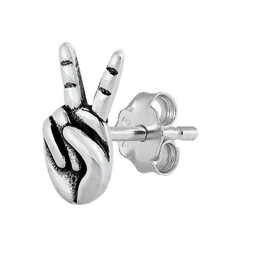 Silver Stud Earrings - Peace Sign