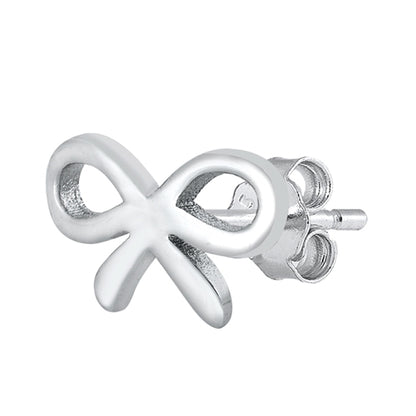 Silver Stud Earrings - Ribbon