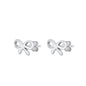 Silver Stud Earrings - Ribbon