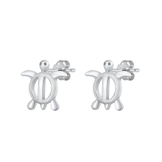 Silver Stud Earrings - Turtle