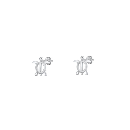 Silver Stud Earrings - Turtle