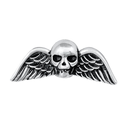 Silver Stud Earrings - Skull & Wings