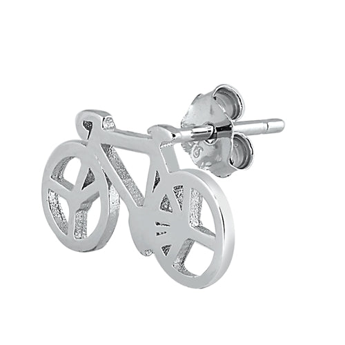 Silver Stud Earrings - Bicycle