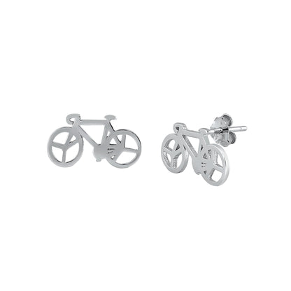 Silver Stud Earrings - Bicycle