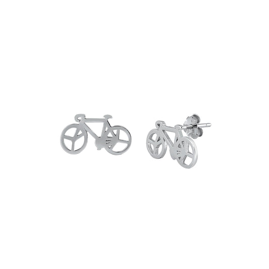 Silver Stud Earrings - Bicycle