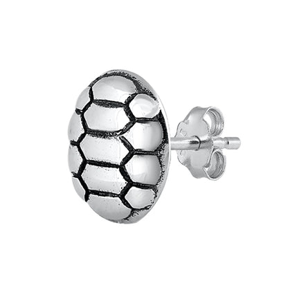 Silver Stud Earrings - Turtle Shell