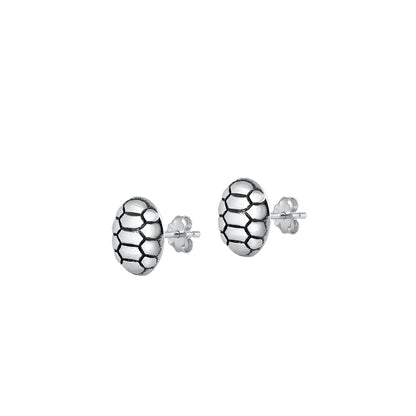 Silver Stud Earrings - Turtle Shell