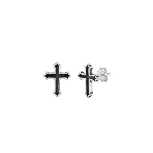 Silver Stud Earrings - Cross