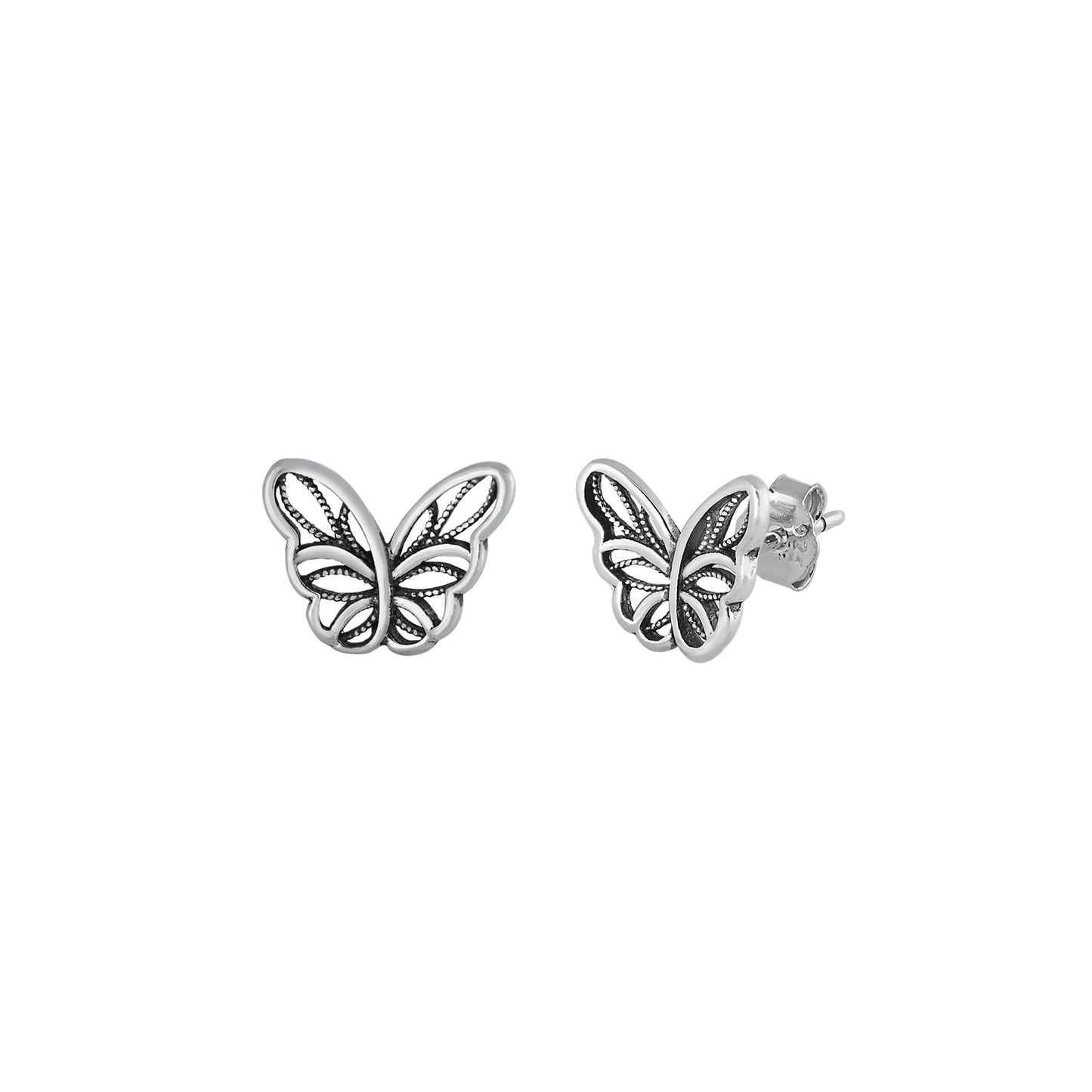 Silver Stud Earrings - Butterfly