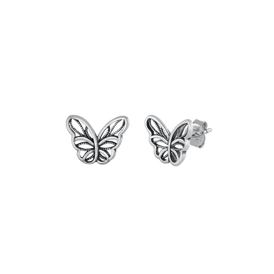 Silver Stud Earrings - Butterfly