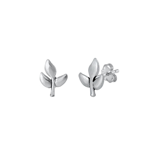 Silver Stud Earrings - Leaves